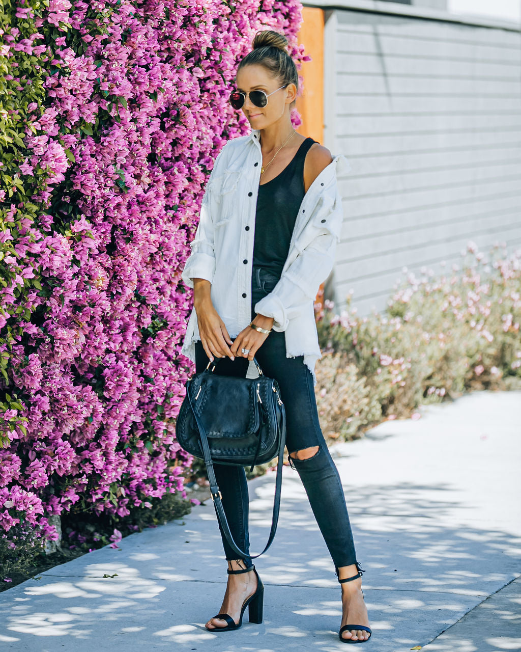 Cotton Rock & Roll Frayed Utility Jacket - White - SALE