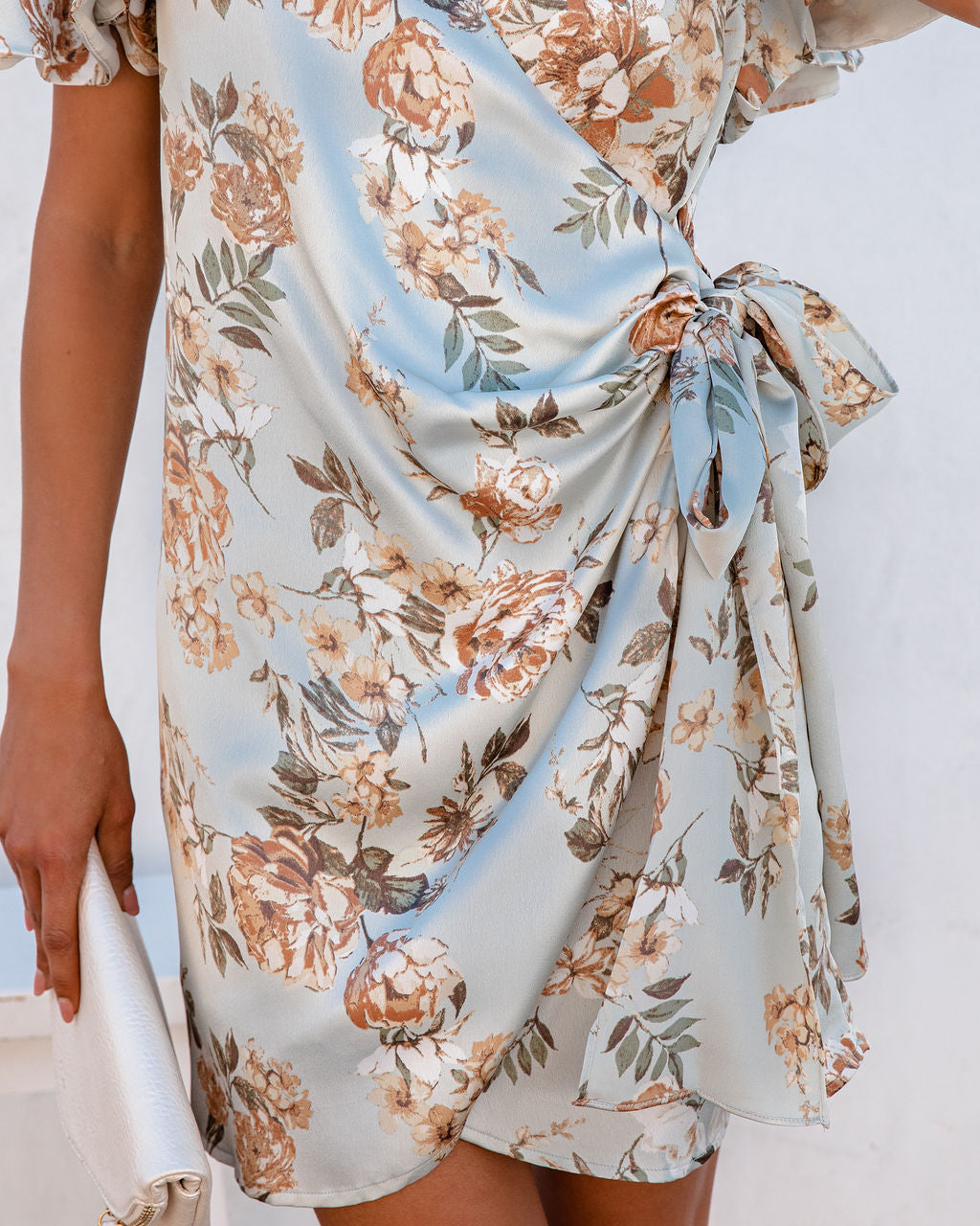 Amazing Grace Satin Floral Wrap Mini Dress - FINAL SALE