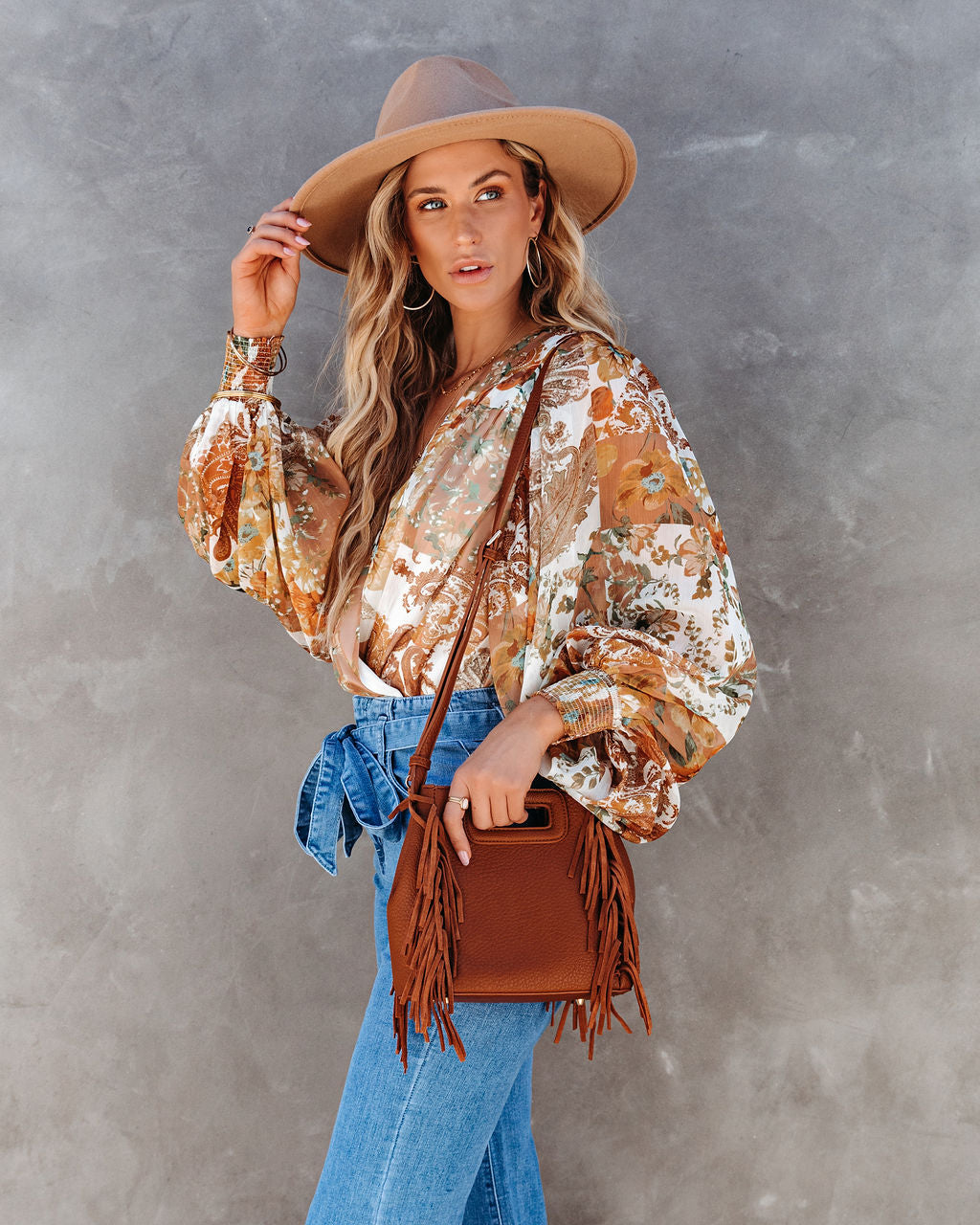 Aria Fringe Crossbody Bag - Tan