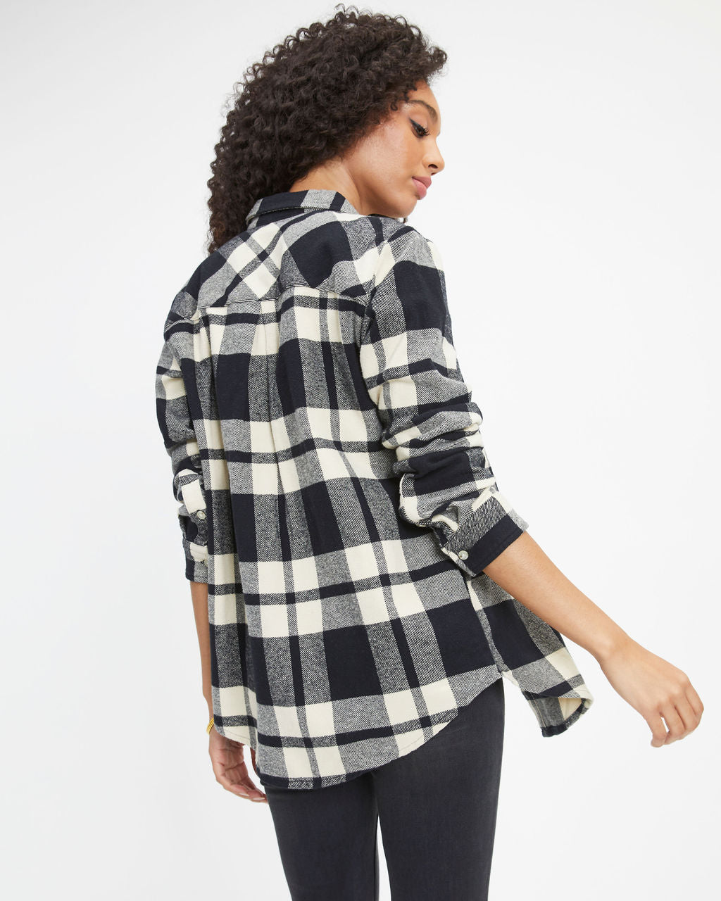Brad Plaid Pocketed Button Down Top