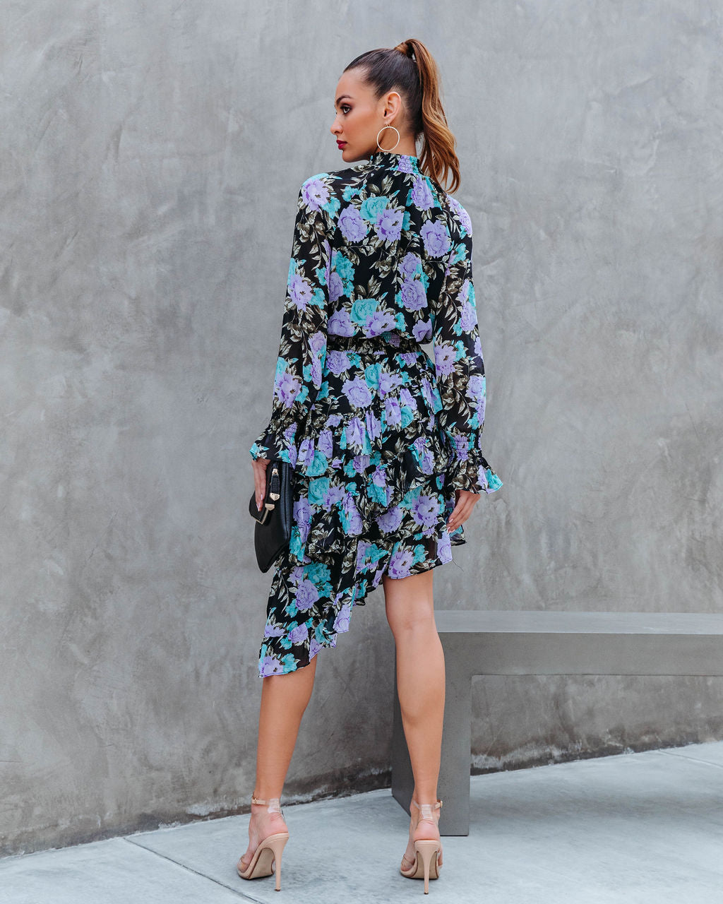 Maddox Floral Asymmetrical Midi Dress