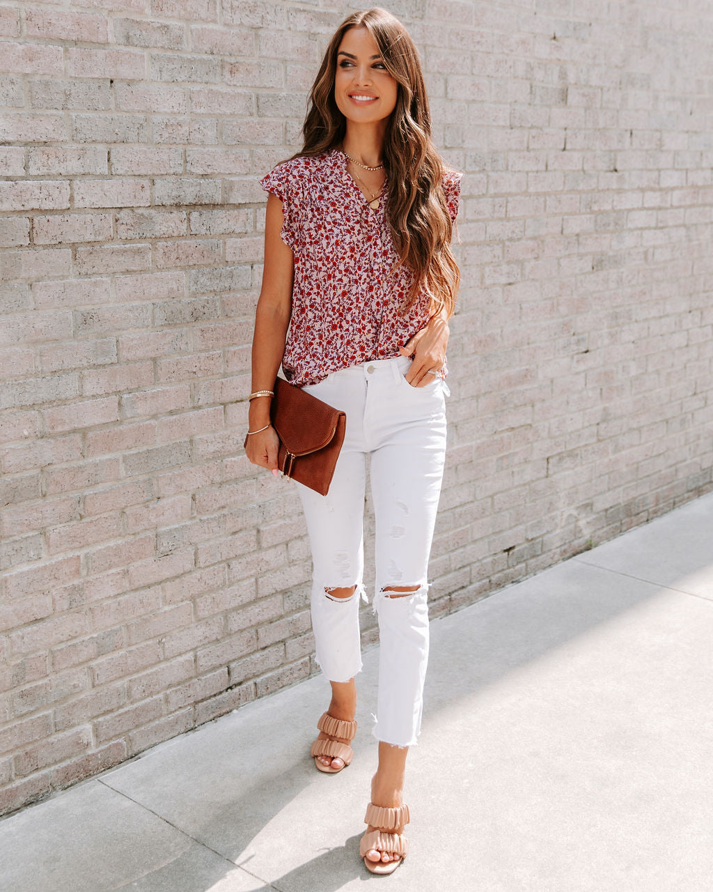 Brinda Metallic Floral Top - FINAL SALE