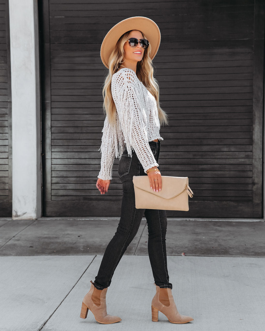 Sparrow Fringe Chenille Pullover Sweater - Taupe - SALE