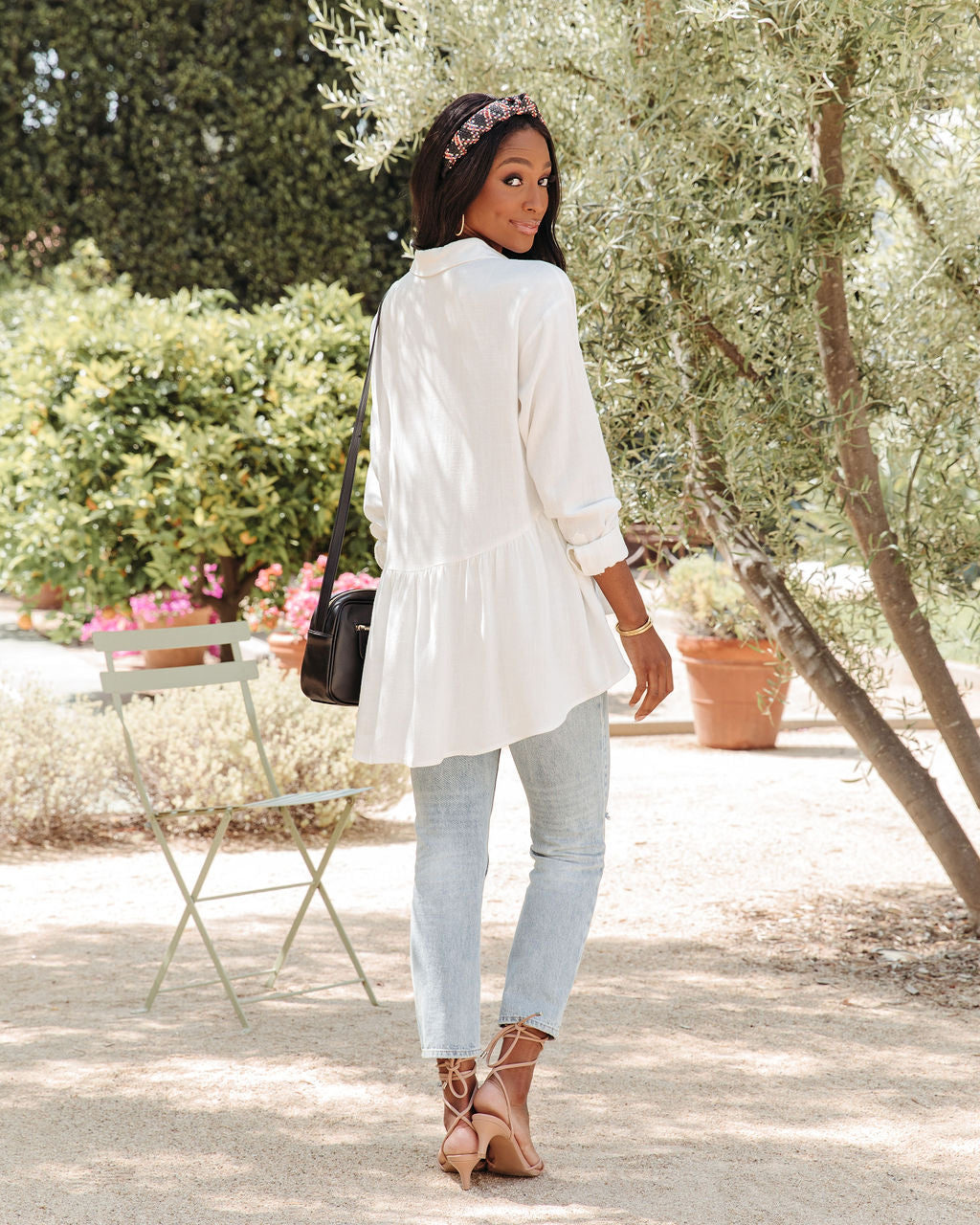 Peaceful Linen Blend Pocketed Button Down Babydoll Top - FINAL SALE