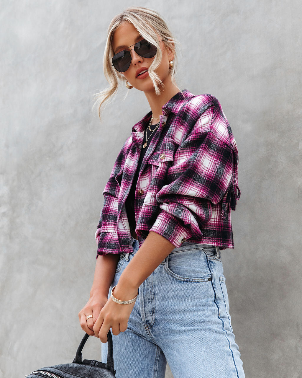 Luke Pocketed Plaid Fringe Jacket