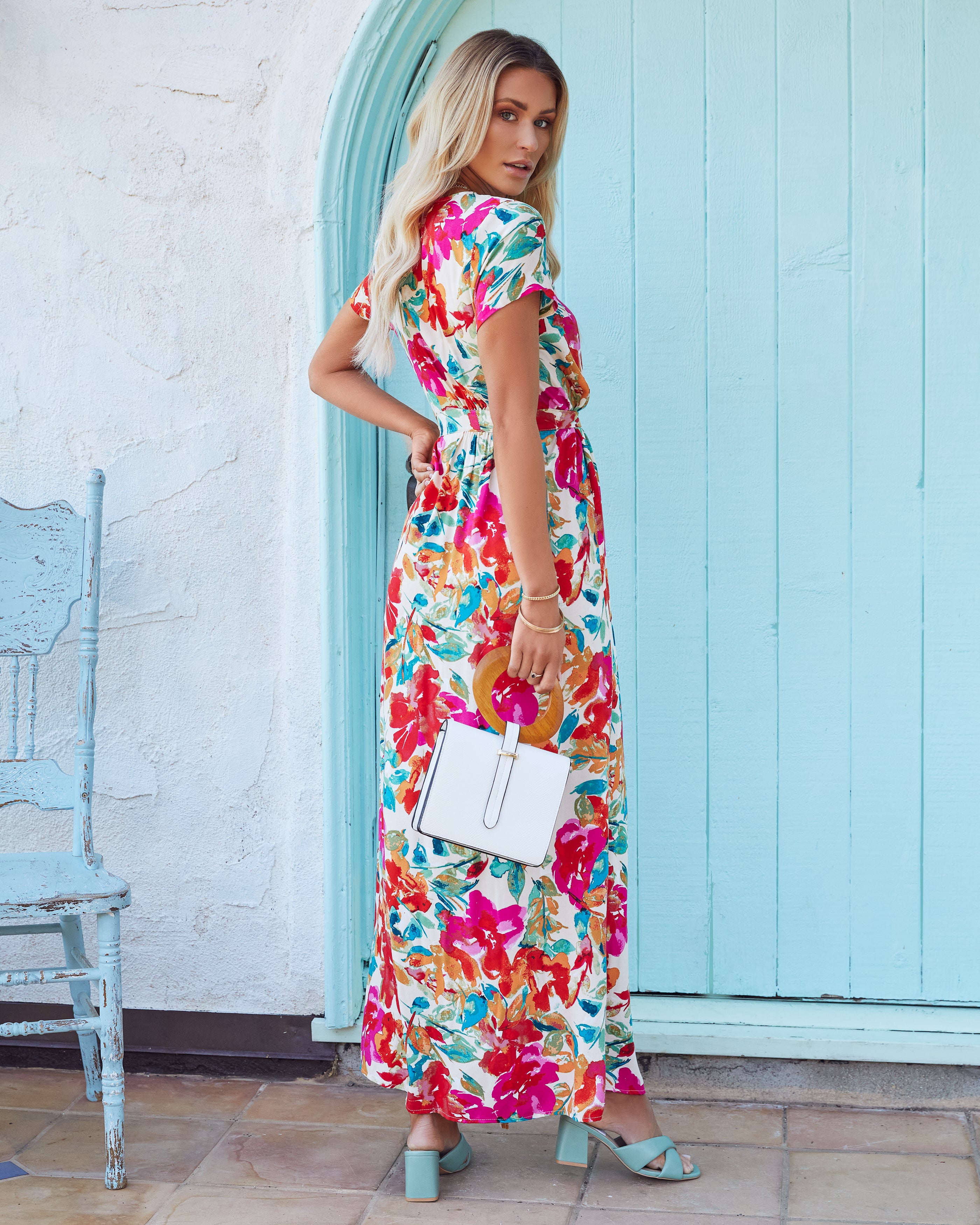 What In Carnation Bardot Wrap Maxi Dress - SALE