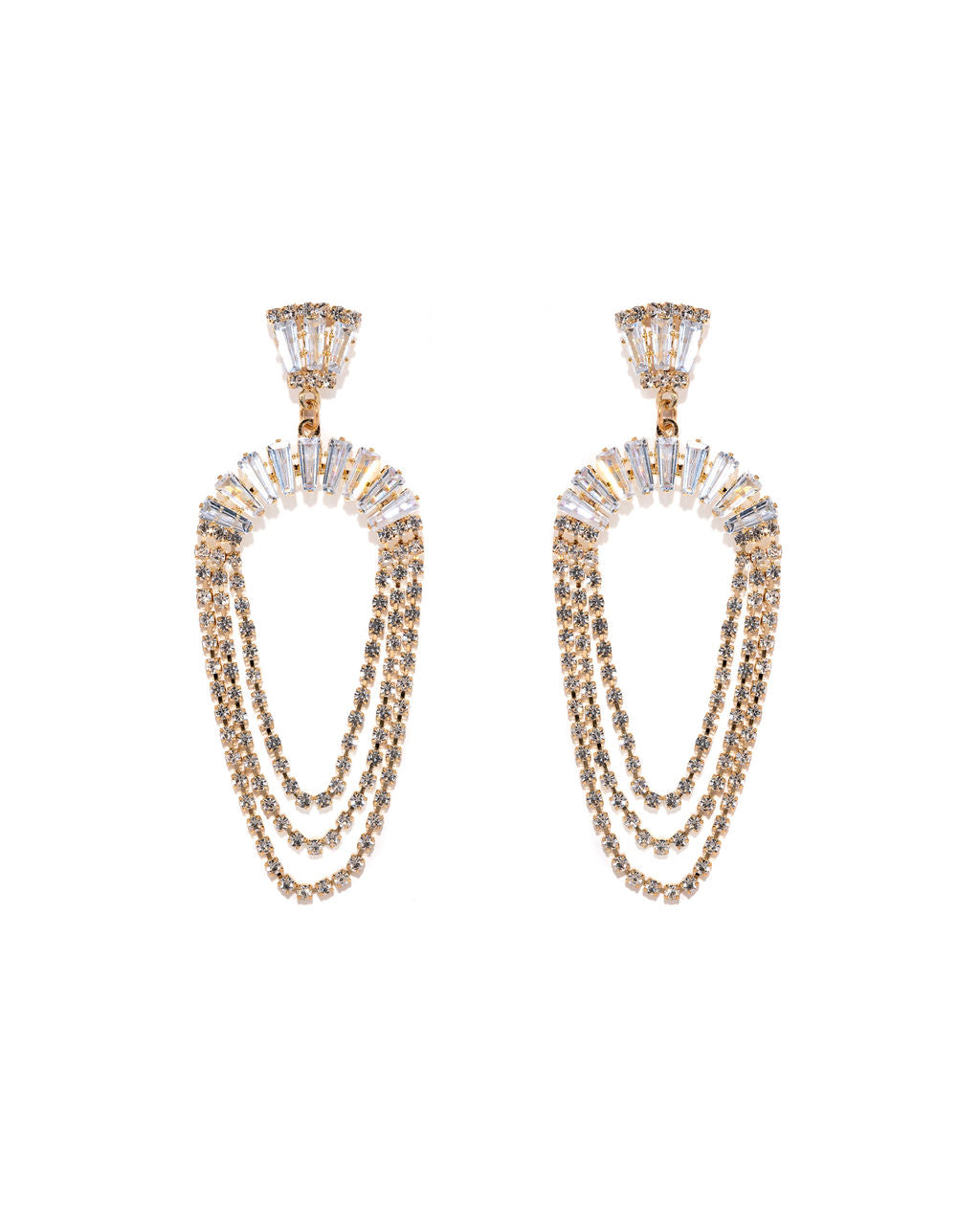 Alexa Crystal Chain Drop Earrings - Gold