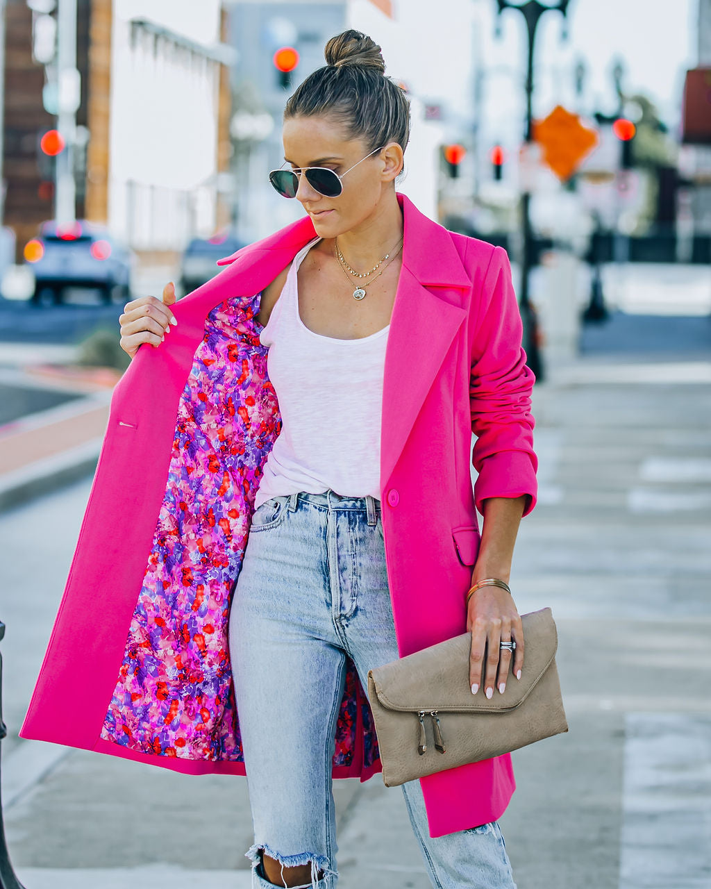 Frisco Pocketed Coat - Hot Pink