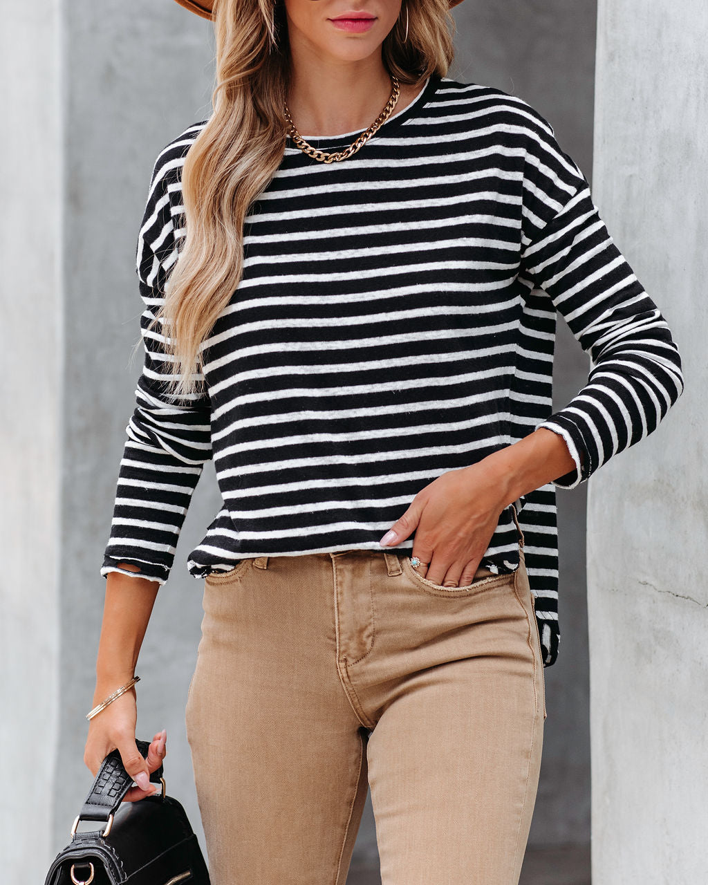 Well Loved Striped Knit Top - Black - FINAL SALE