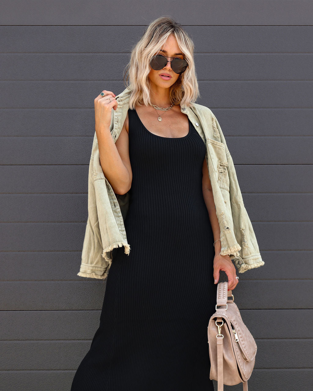 Cool For You Ribbed Maxi Dress - Black