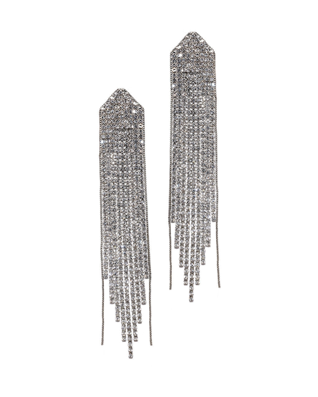 Bermuda Crystal Fringe Drop Earrings - Silver