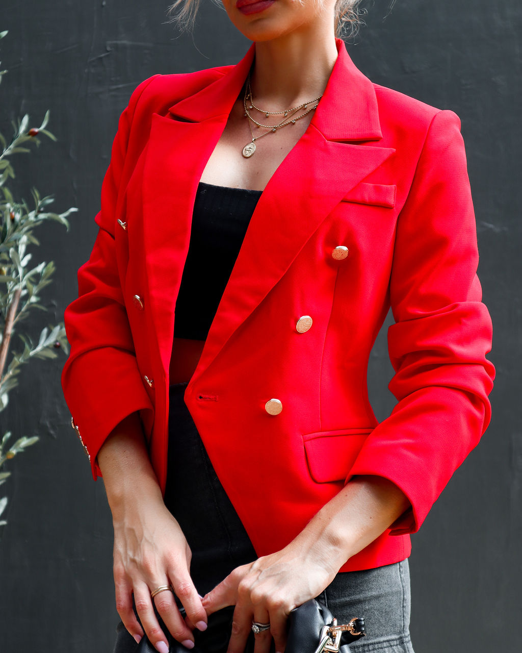 Wonder Women Pocketed Blazer - Red - SALE