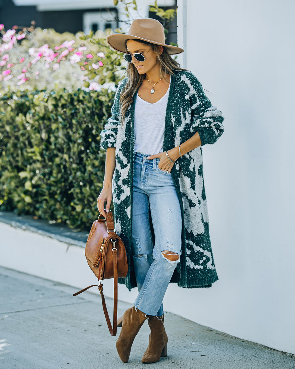 Merced Knit Duster Cardigan - Forest Green - SALE