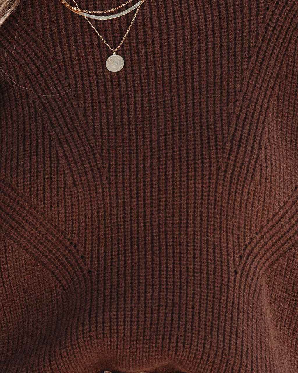 That October Feeling Knit Balloon Sleeve Pullover Sweater - Chocolate