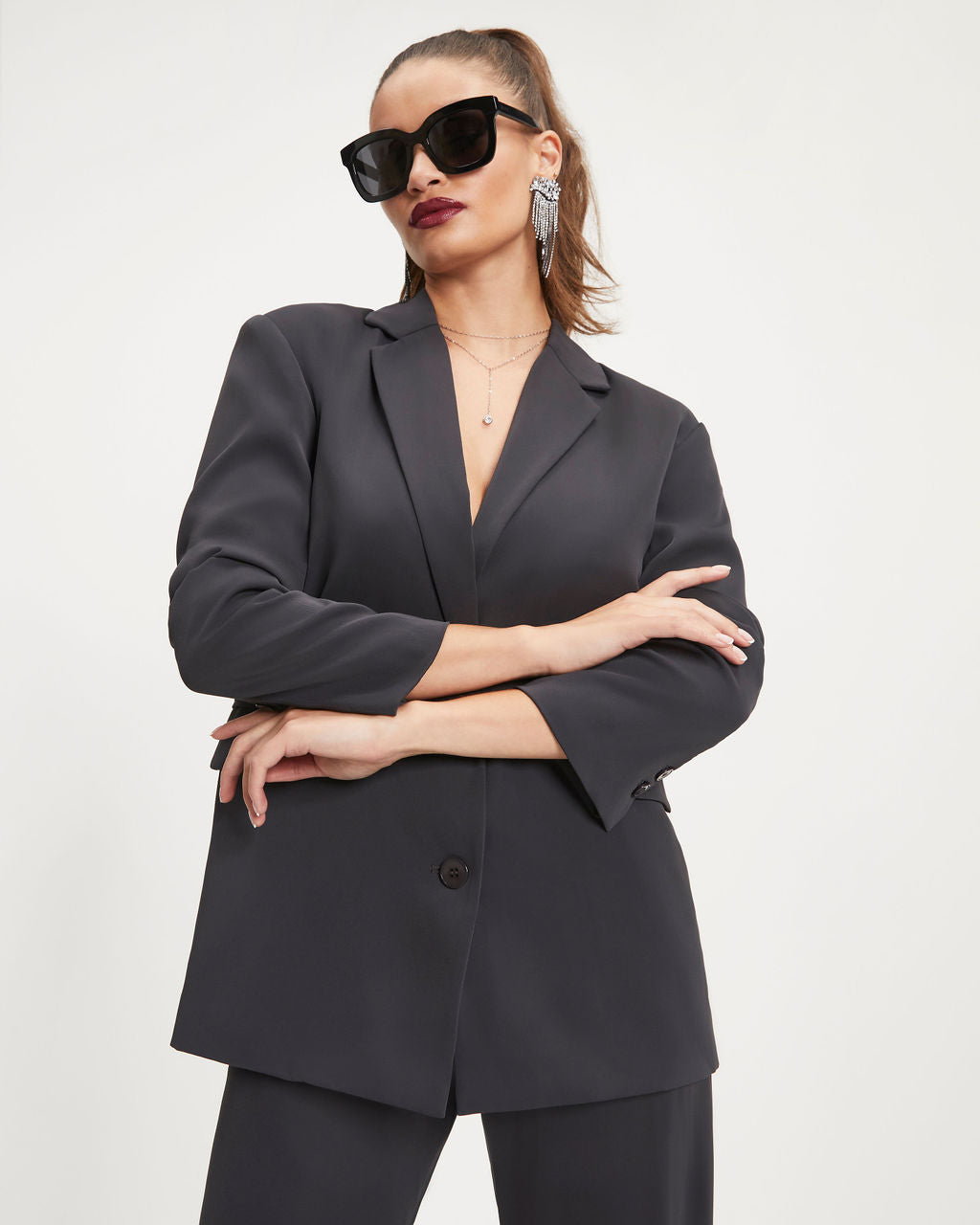 Harris Pocketed Blazer - Dark Grey