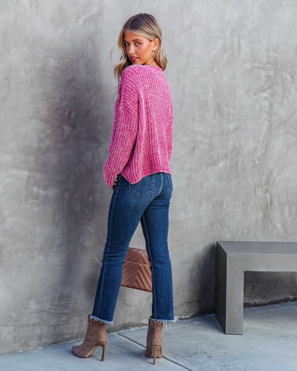 Waves Of Desire Chenille Sweater - Raspberry