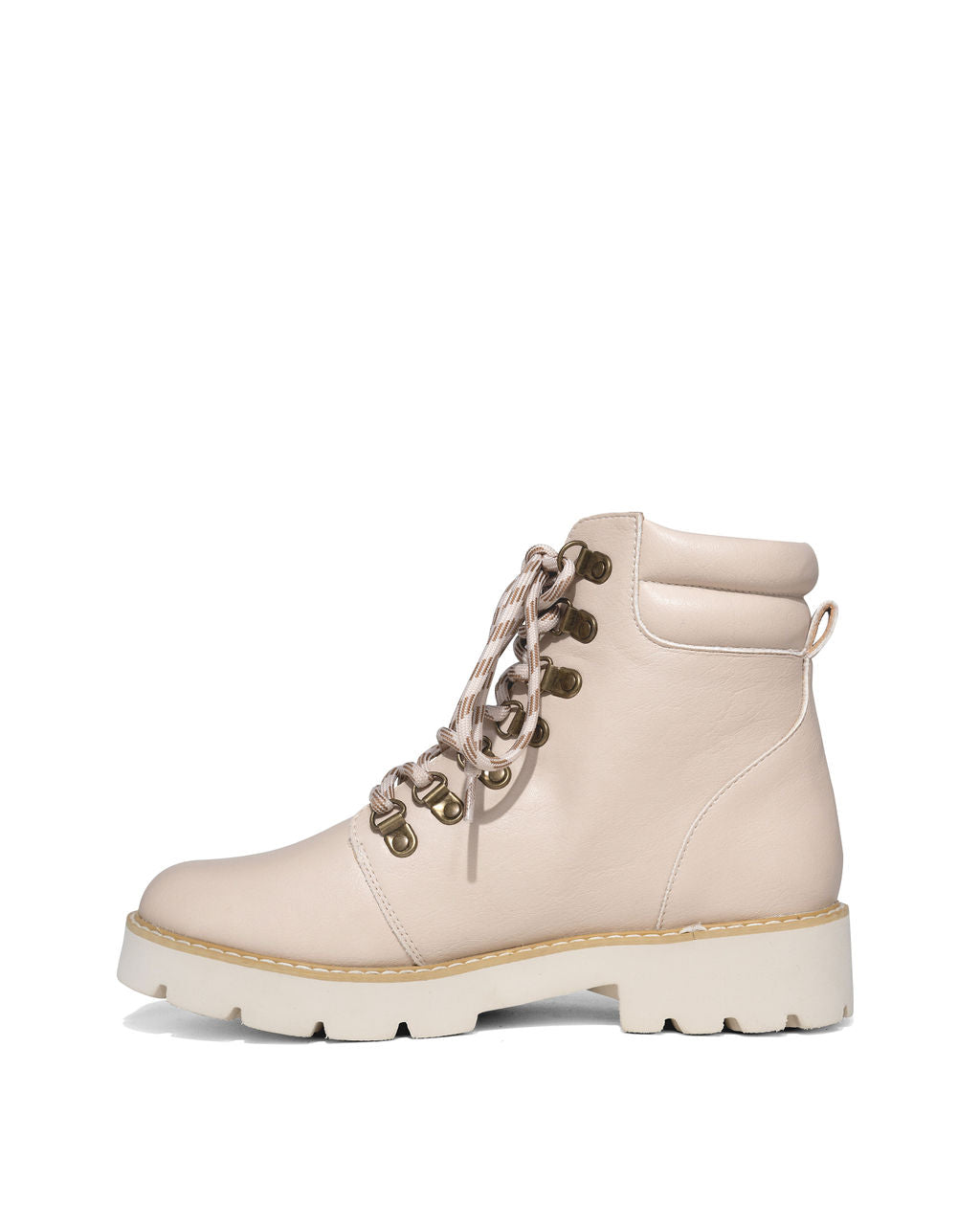 Kinsley Faux Leather Lace Up Boot - Beige