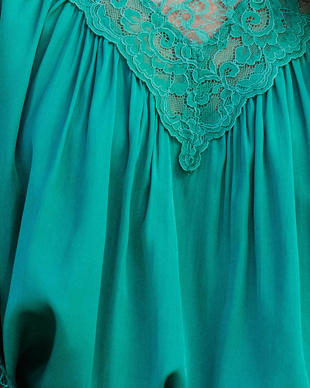 Down Memory Lane Lace Contrast Top - Green