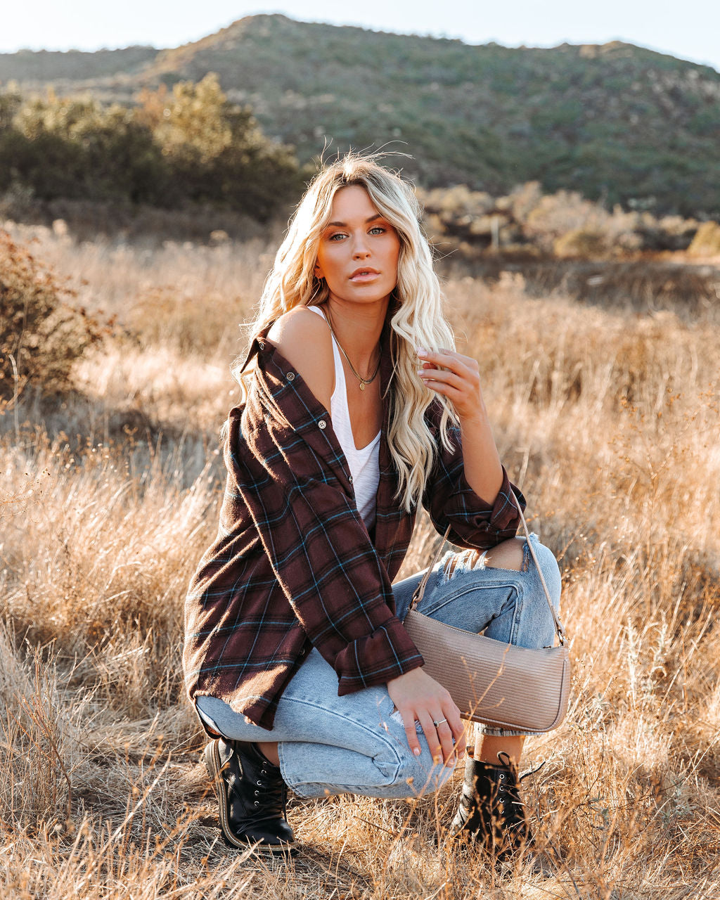 Anchorage Plaid Button Down Top - Chocolate