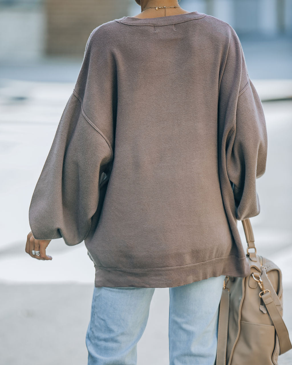 Running Errands Knit Oversized Pullover Sweater - Chocolate
