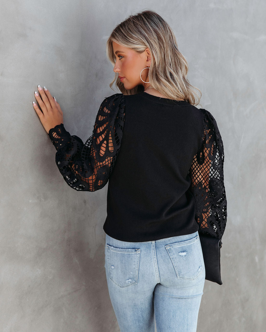 Time For Tea Crochet Lace Top - Black