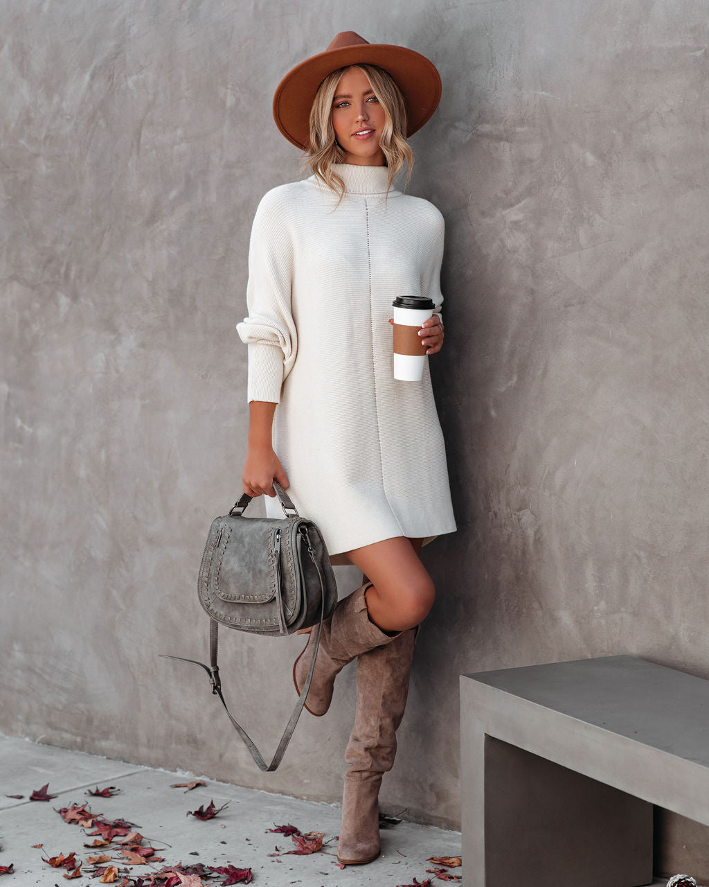 Suzy Turtleneck Tunic Sweater - Ivory