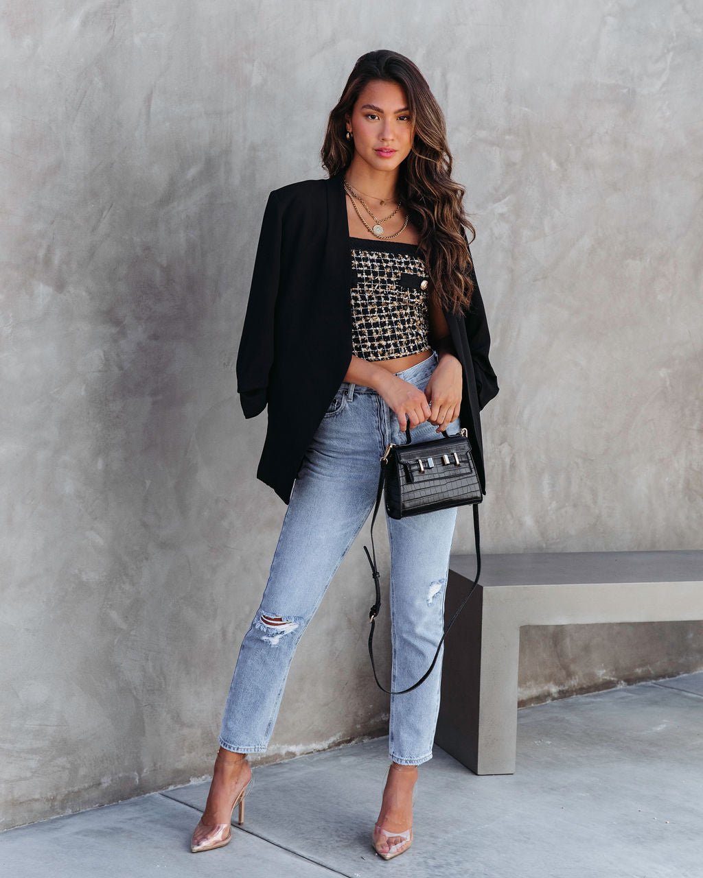 Rue Cambon Tweed Crop Top