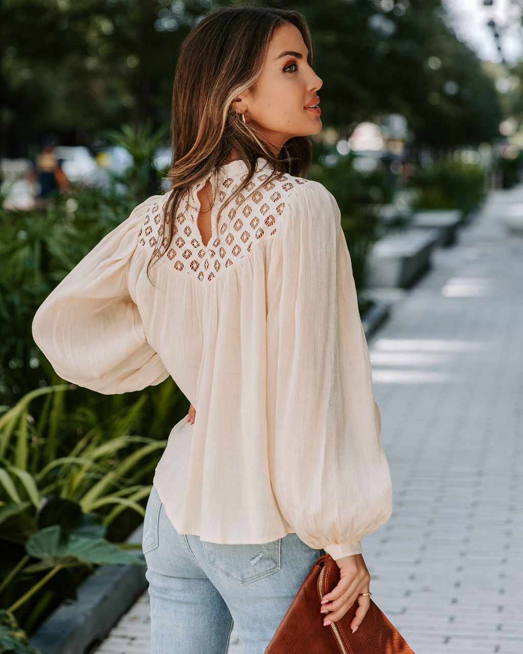 Aria Crochet Lace Top - Cream