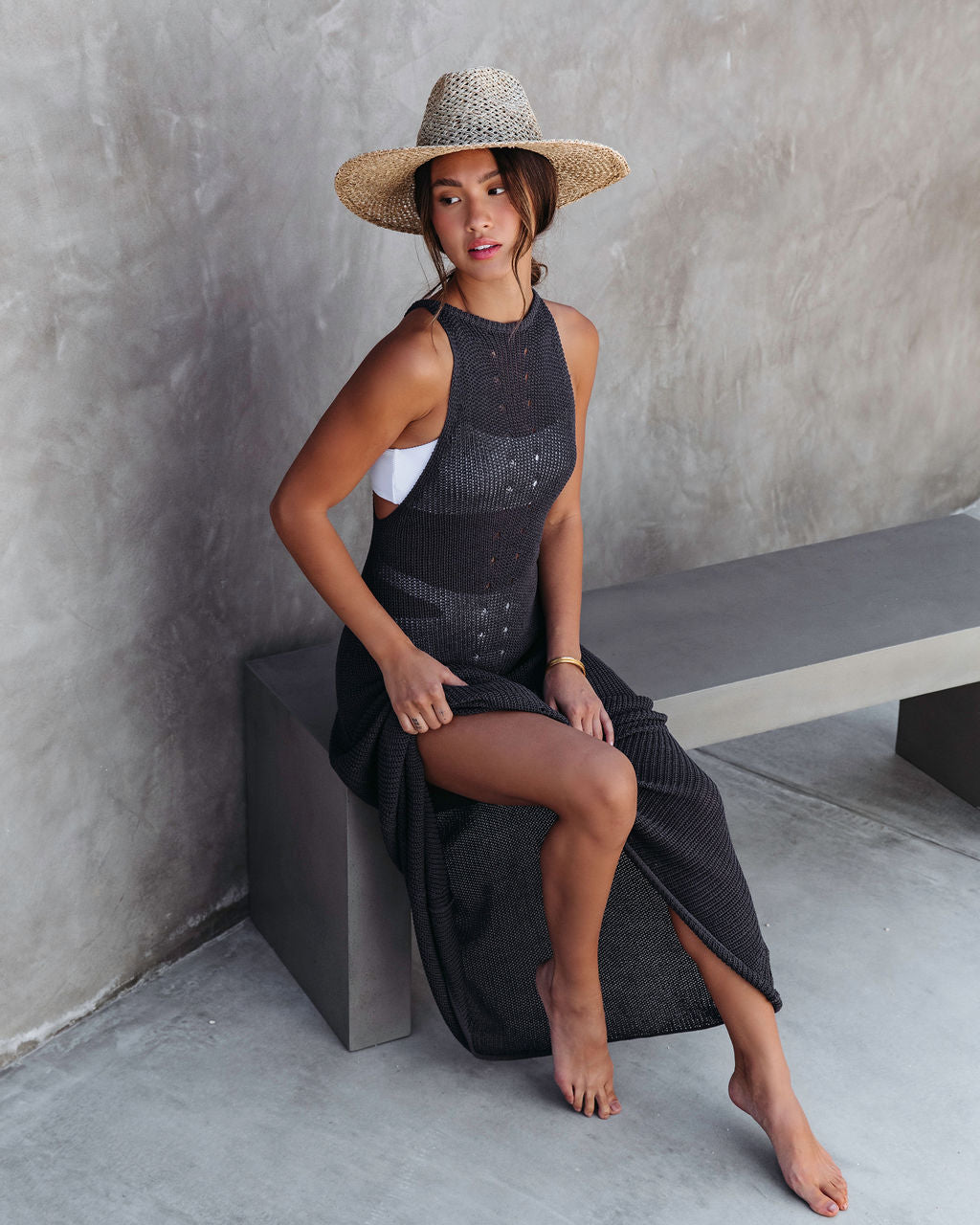 Maui Knit Maxi Dress - Charcoal - SALE