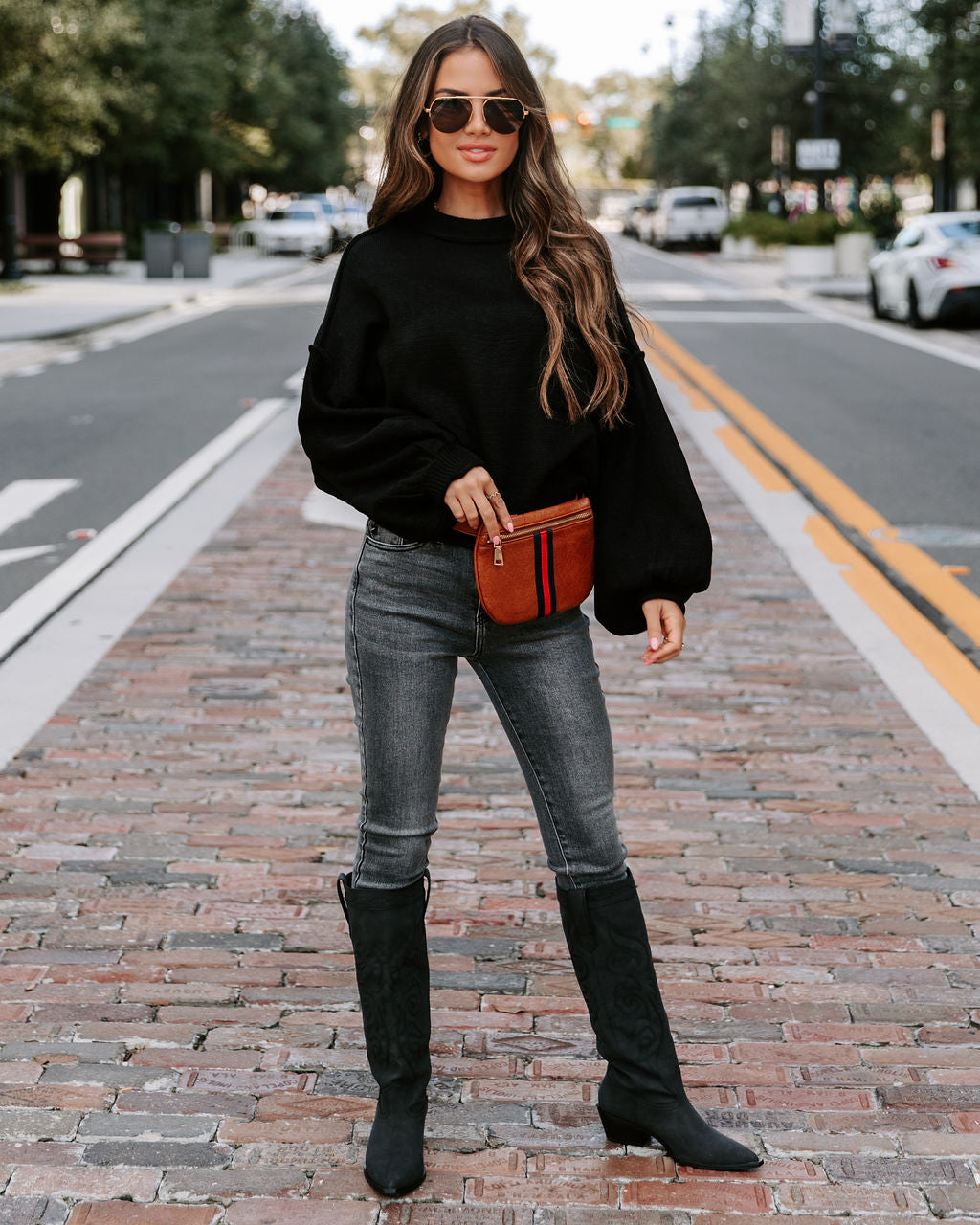 Mountain Gem Cotton Relaxed Sweater - Faded Black