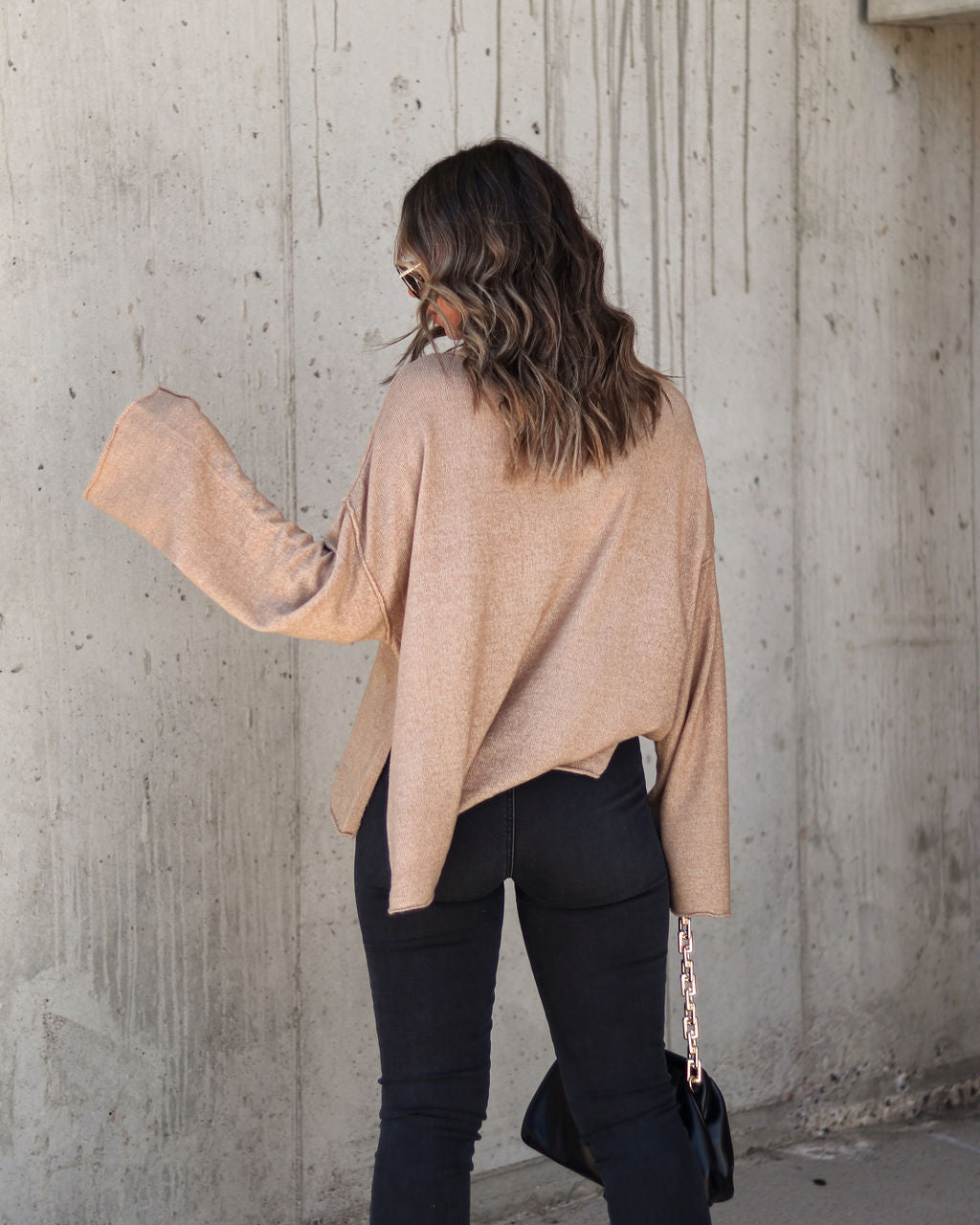 Unfinished Biz Knit Turtleneck Pullover Sweater - Latte