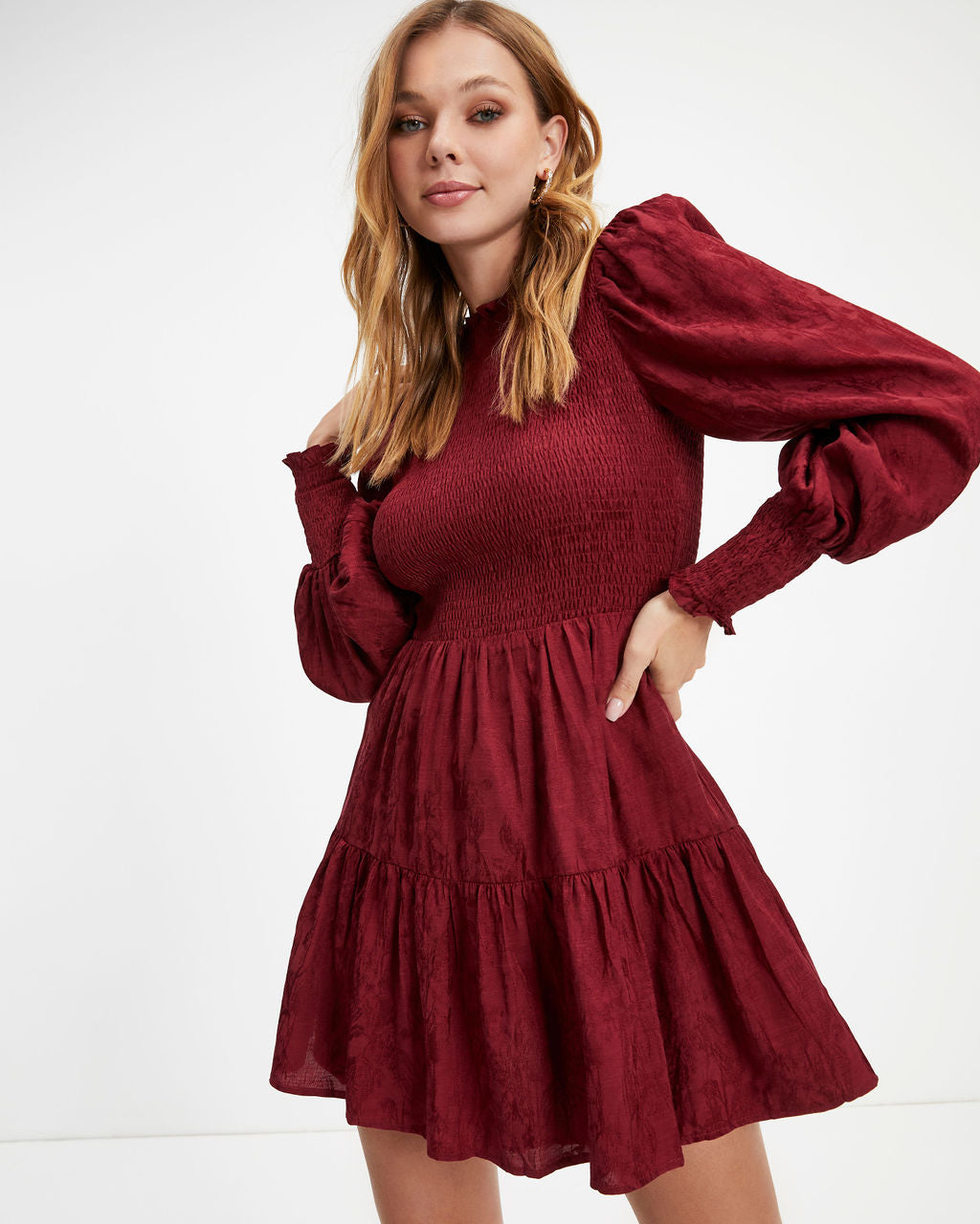 Now Look At You Smocked Dress - Burgundy