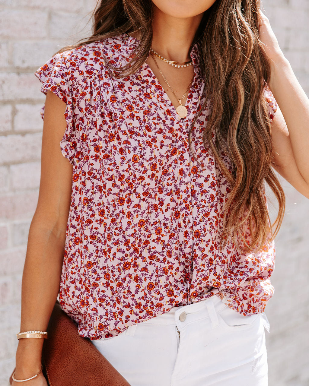 Brinda Metallic Floral Top - FINAL SALE