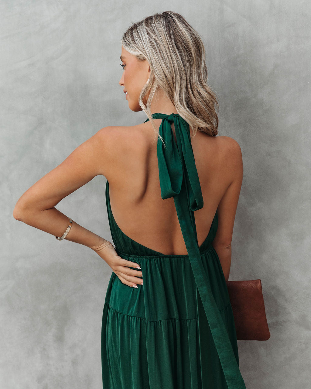 Forever Begins Today Satin Maxi Dress - Emerald Green