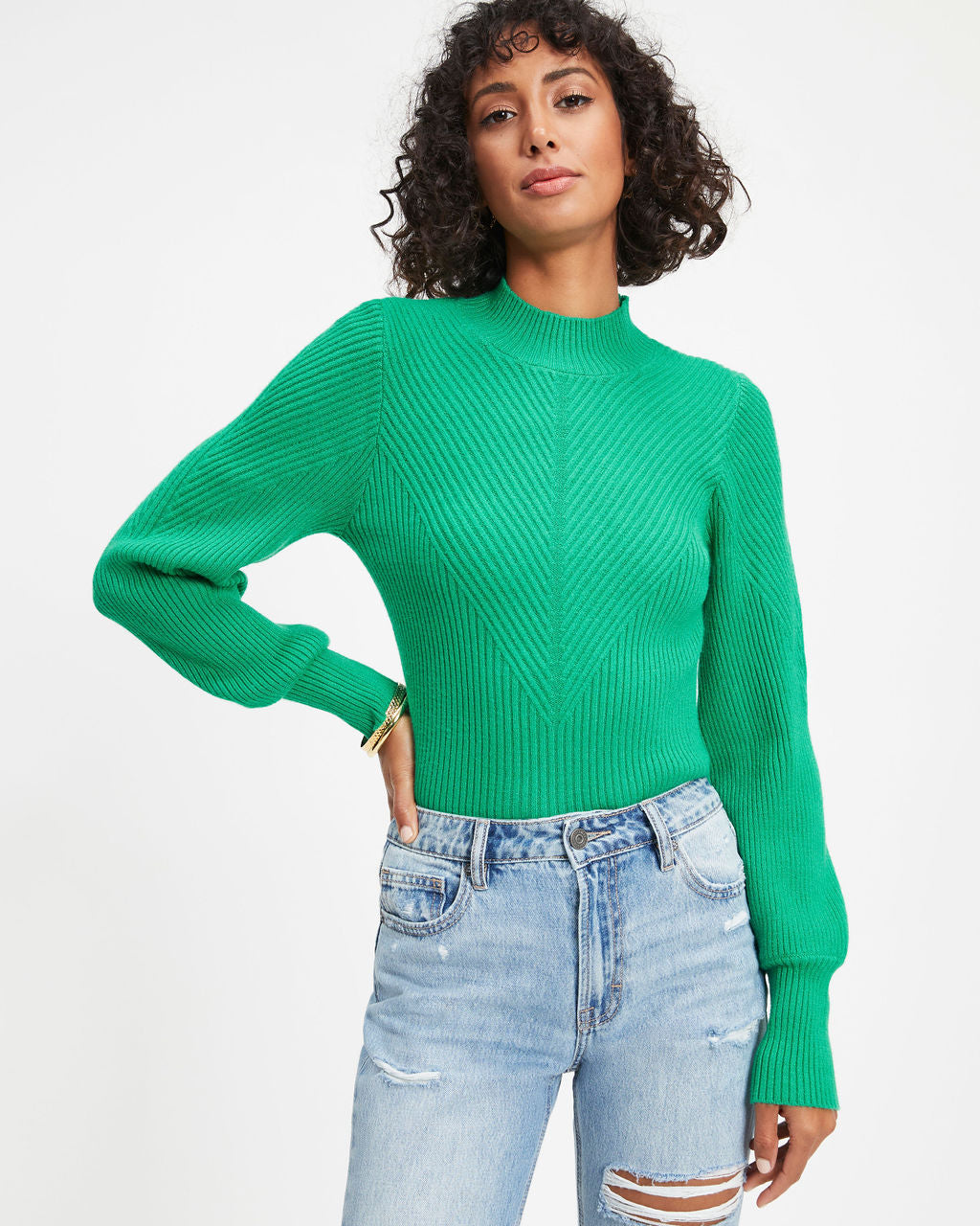 Archie Ribbed Knit Pullover Sweater - Green