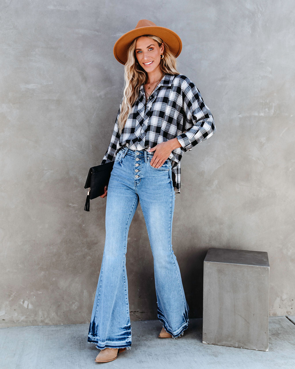 Archer Plaid Cotton Button Down Top - SALE