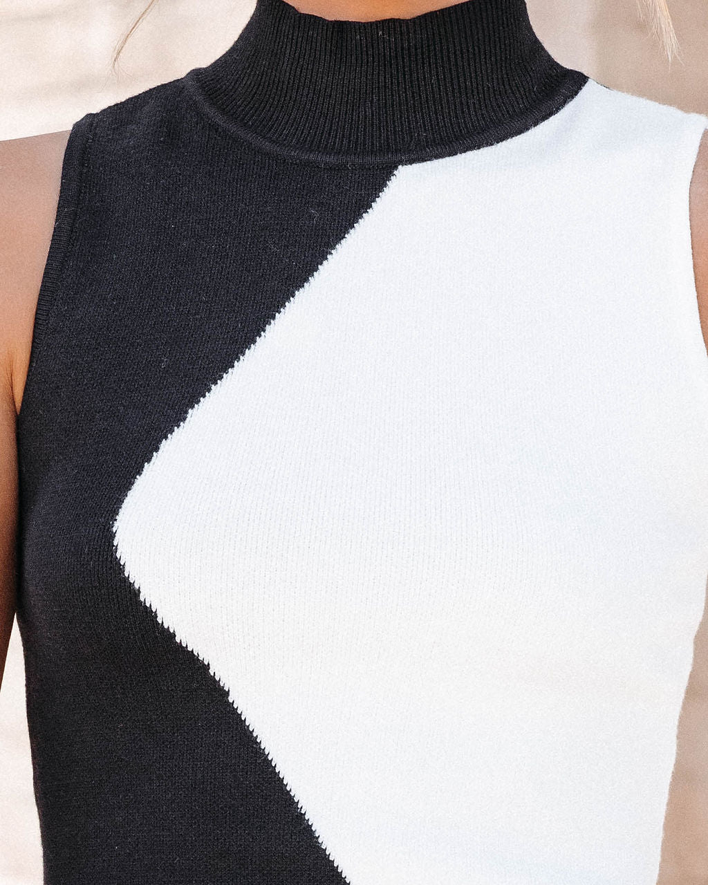 Face Off Colorblock Mock Neck Knit Mini Dress