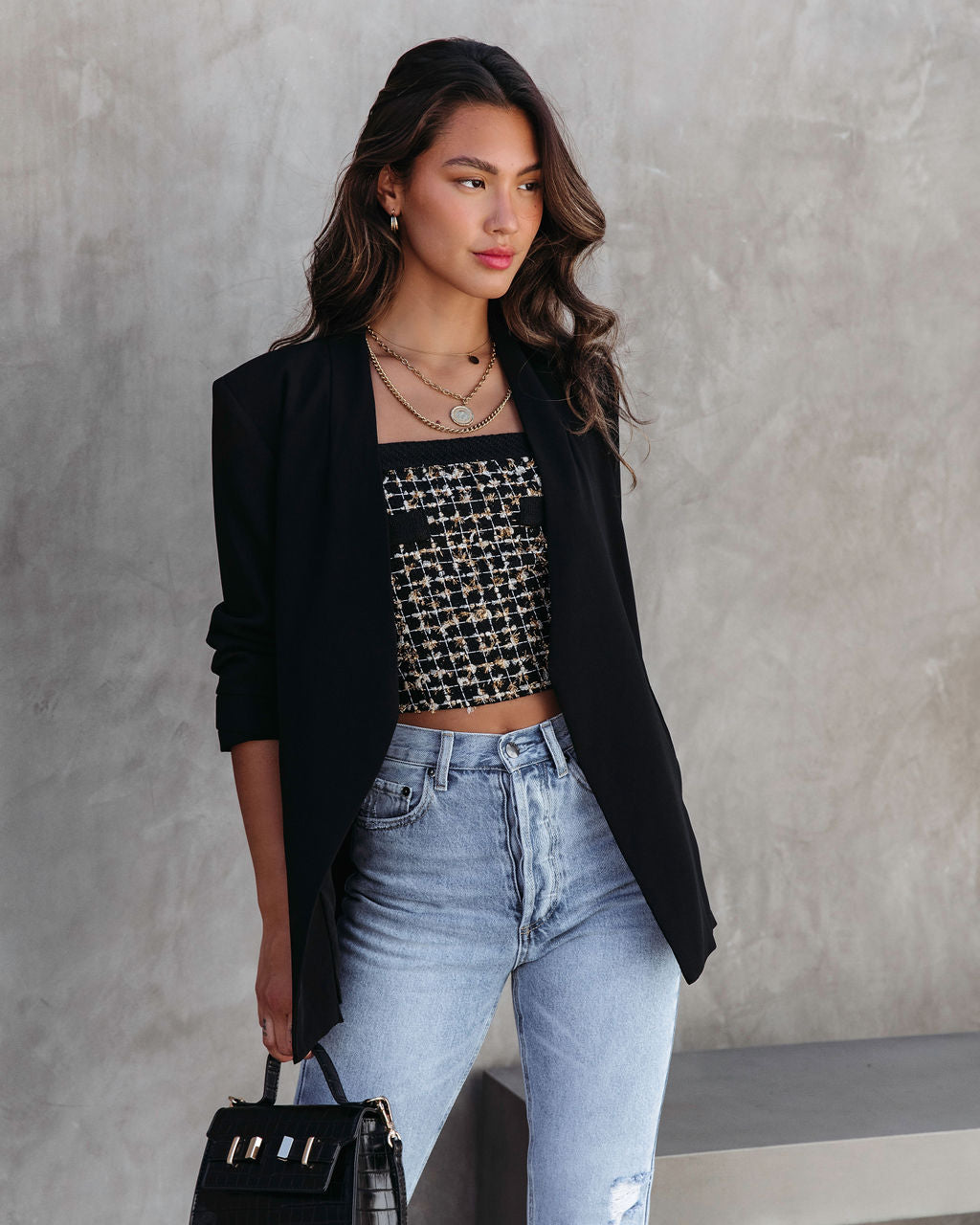 Rue Cambon Tweed Crop Top