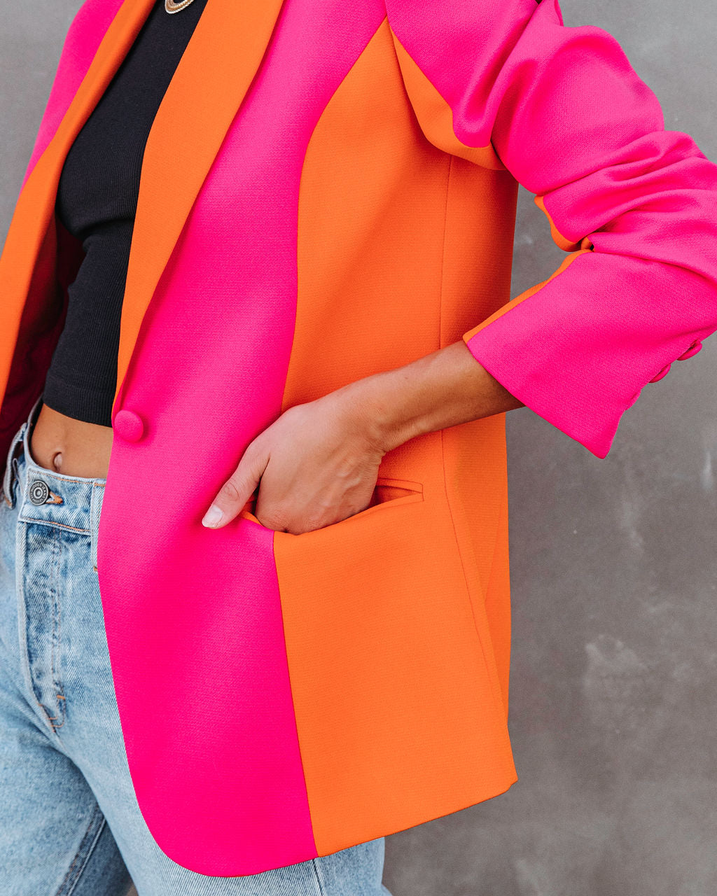 Show Stopper Babe Pocketed Colorblock Blazer