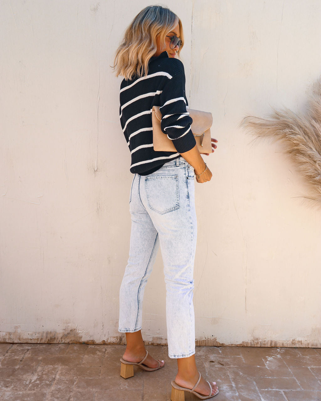 Reese Cotton Striped Half Zip Pullover Sweater - SALE