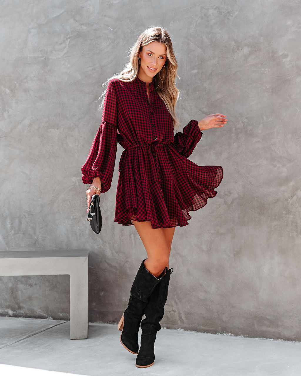 Manchester Adjustable Balloon Sleeve Dress