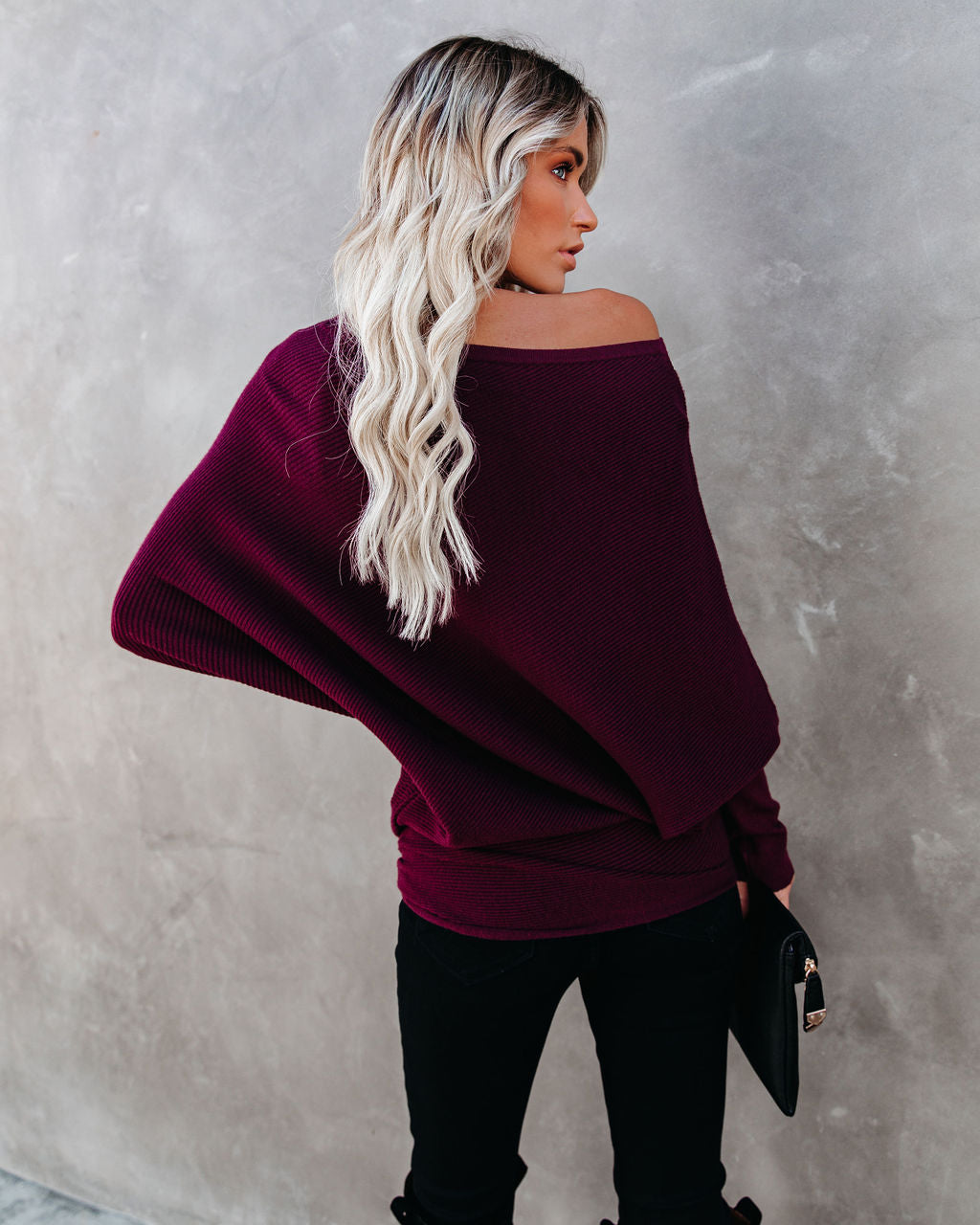All That Ribbed Cashmere Blend Sweater - Wine
