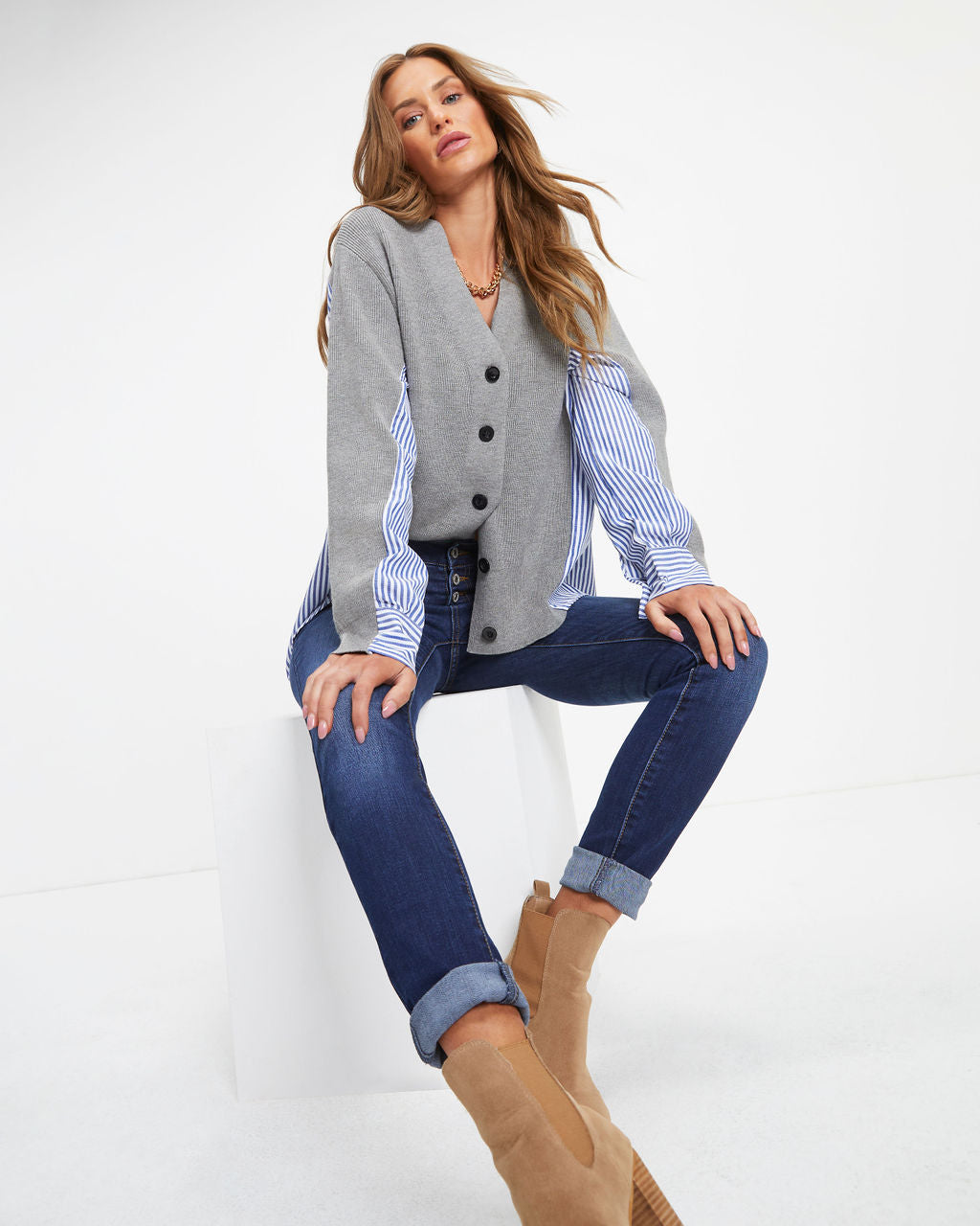 Marvin Contrast Knit Cardigan