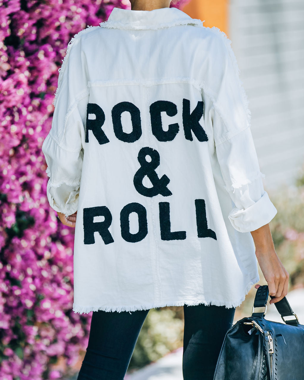 Cotton Rock & Roll Frayed Utility Jacket - White - SALE