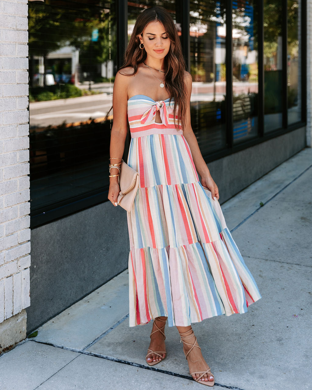 Valentina Striped Strapless Midi Dress - FINAL SALE