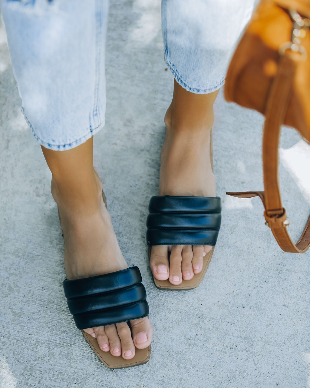 Skye Padded Square Toe Sandal - Black - FINAL SALE