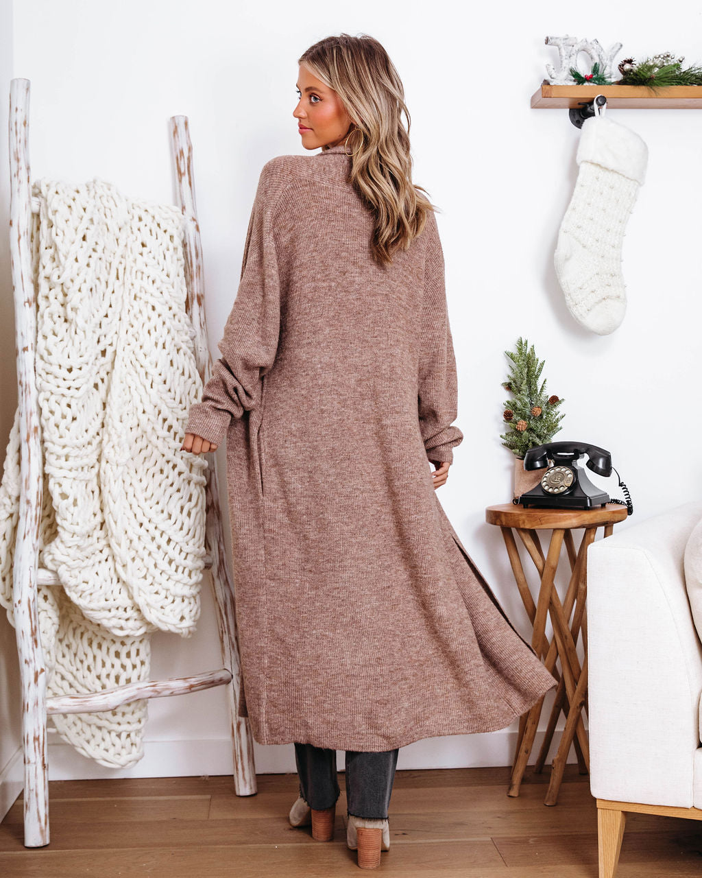 Lana Pocketed Duster Cardigan - Taupe