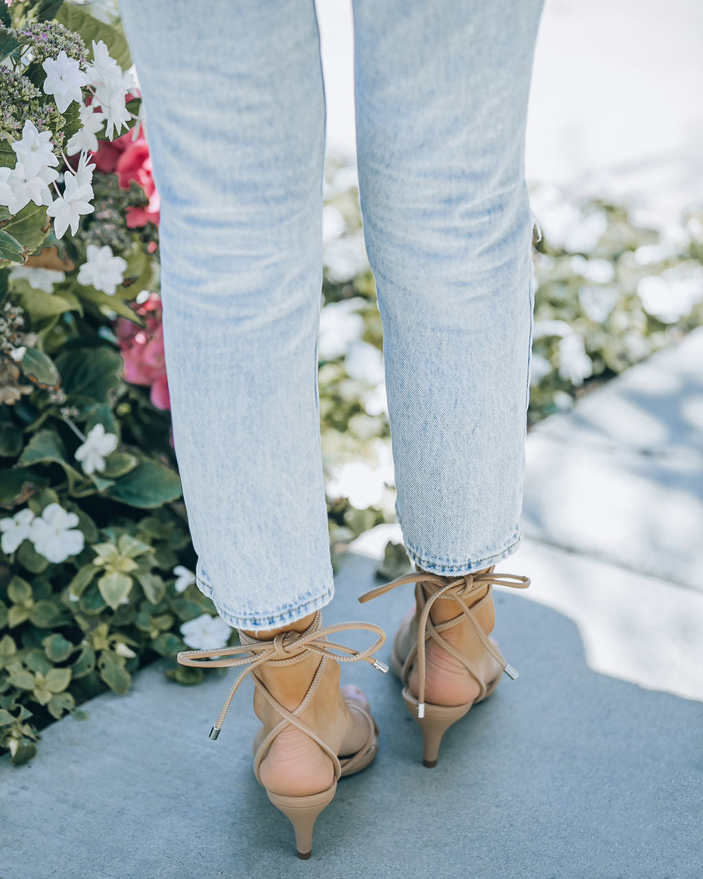 Bella Faux Leather Strappy Kitten Heel - Nude