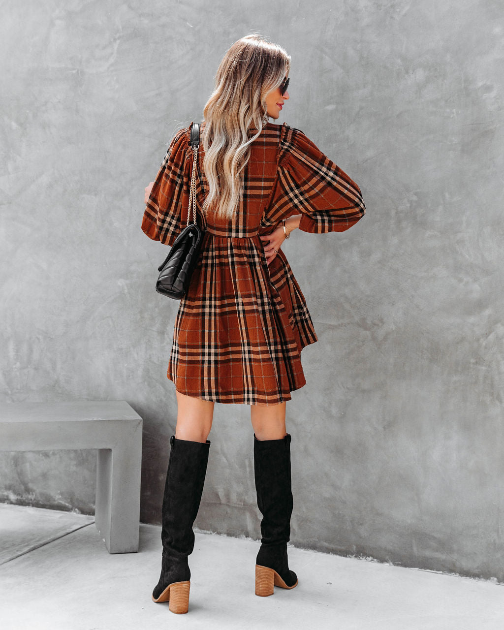 Delightful Autumn Pocketed Babydoll Dress