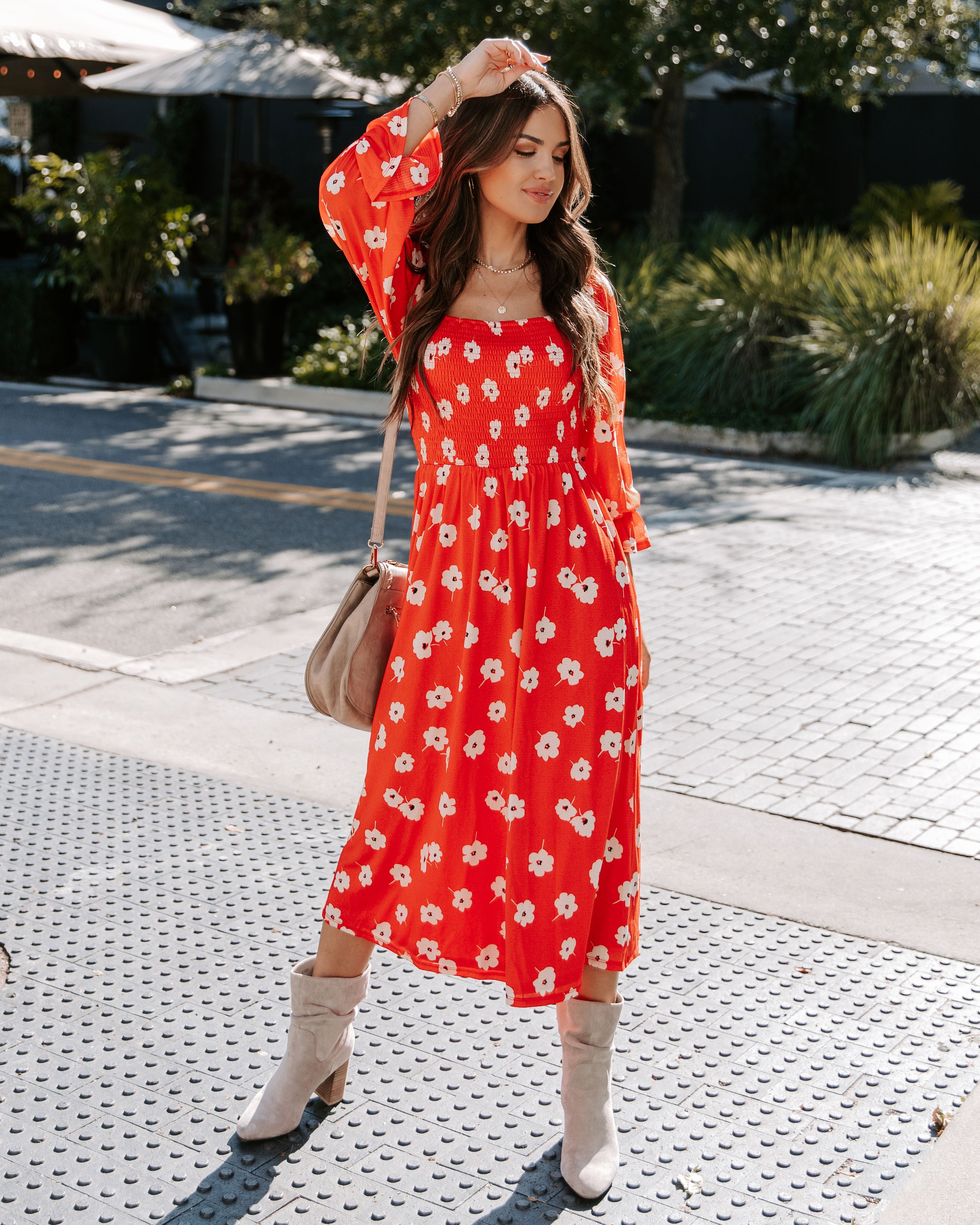 Poppy Girl Floral Smocked Midi Dress